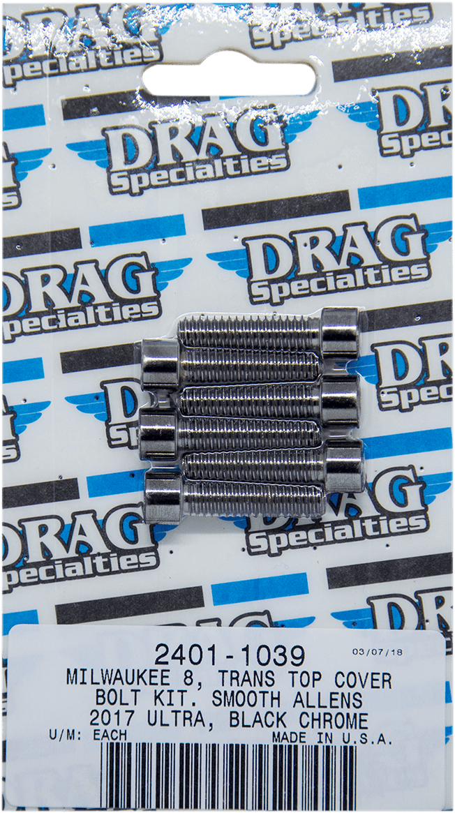 DRAG SPECIALTIES 2401-1039 Bolt Kit - Transmission Top Cover - Smooth/Socket-Head - Black/Chrome - M8 — image 2 of 2