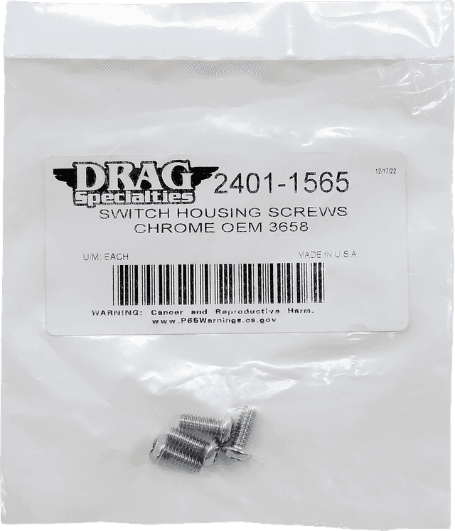 DRAG SPECIALTIES 2401-1565 Screw Kit - Switch Housing - Chrome — image 2 of 2