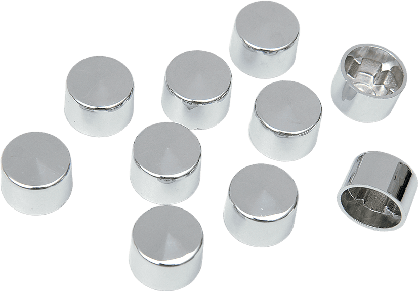 DRAG SPECIALTIES 2402-0124 Bolt Covers - 12 Point - 1/4" - Chrome - 10 Pack