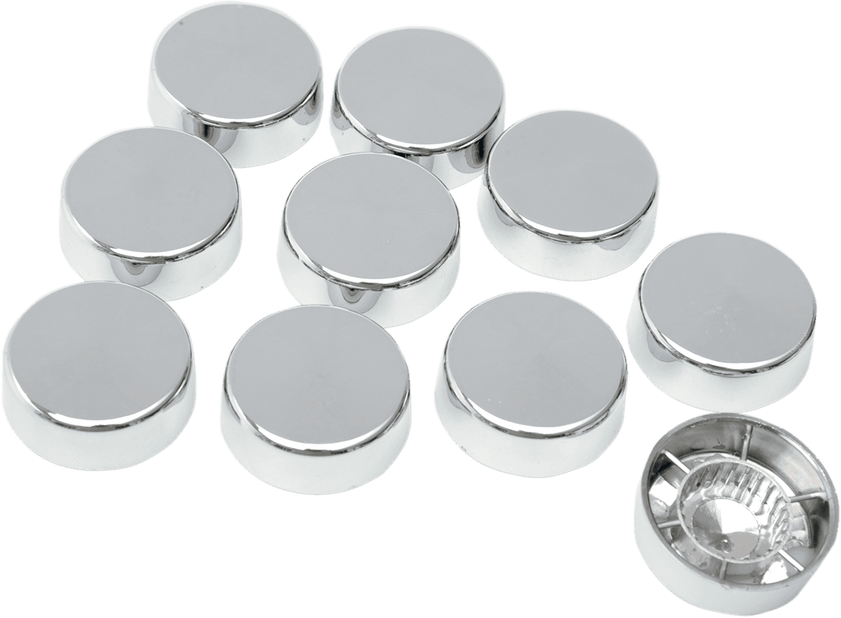 DRAG SPECIALTIES 2402-0130 Bolt Covers with Washers - Hex - 5/8" - Chrome - 10 Pack