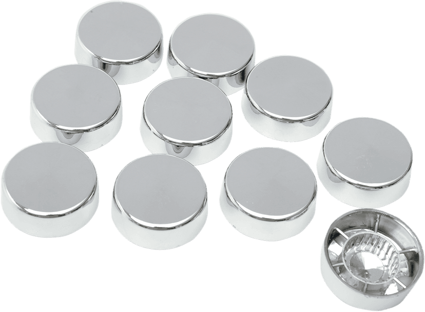 DRAG SPECIALTIES 2402-0130 Bolt Covers with Washers - Hex - 5/8" - Chrome - 10 Pack