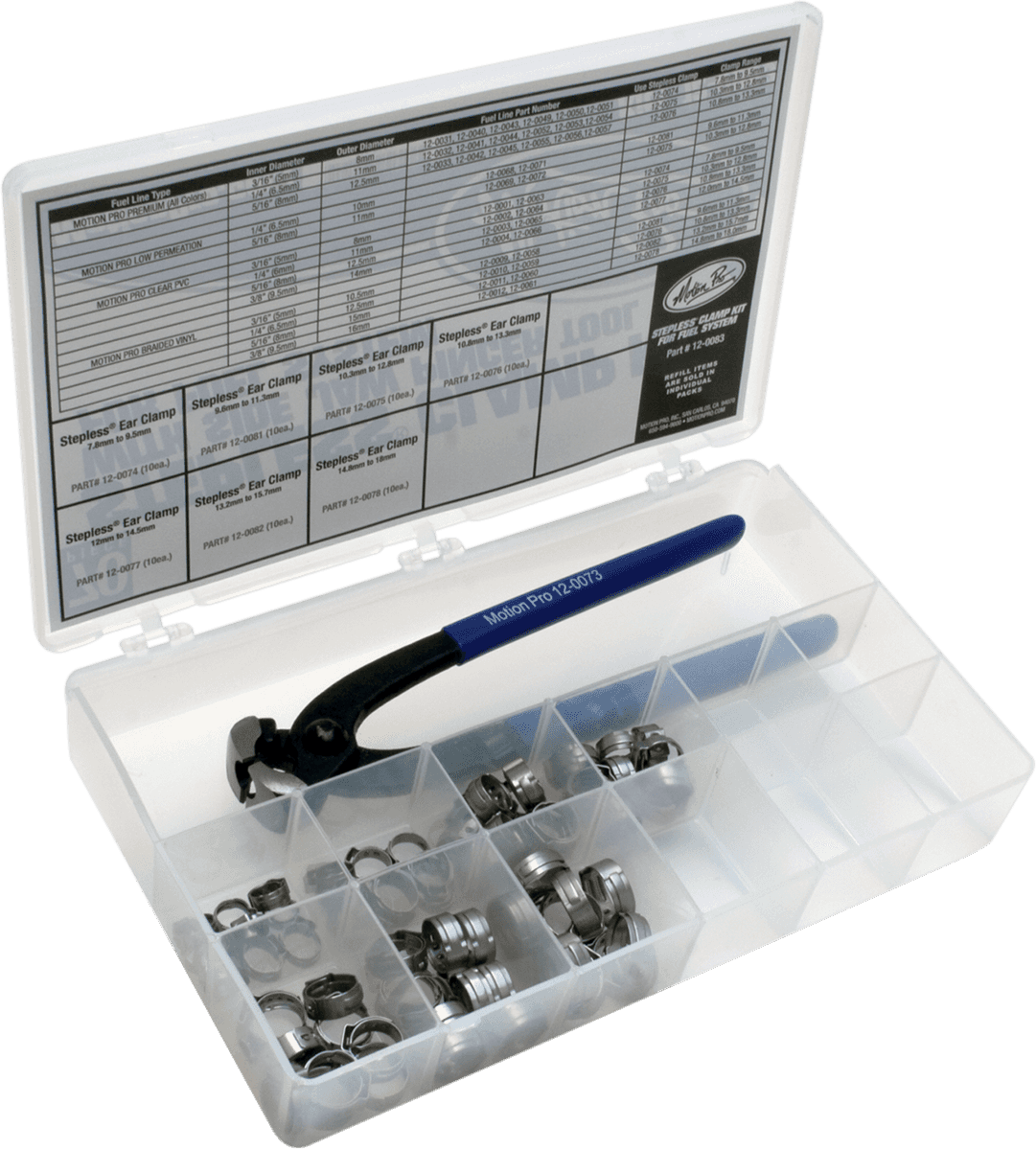 MOTION PRO 2402-0132 Ear Clamps with Pincher Tool - Fuel Line - Stepless - Assortment