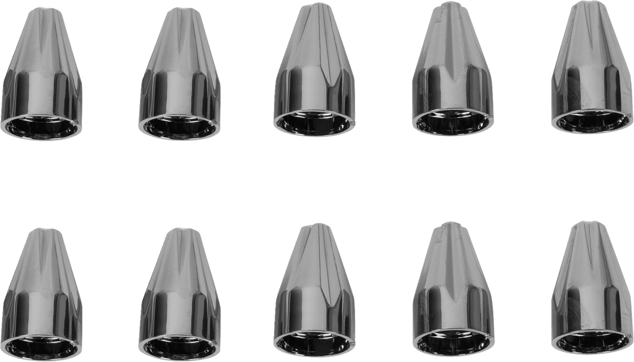CIRO 2404-0642 Bolt Caps - Engine - Fluted/Spike - 1/4" - Black Chrome