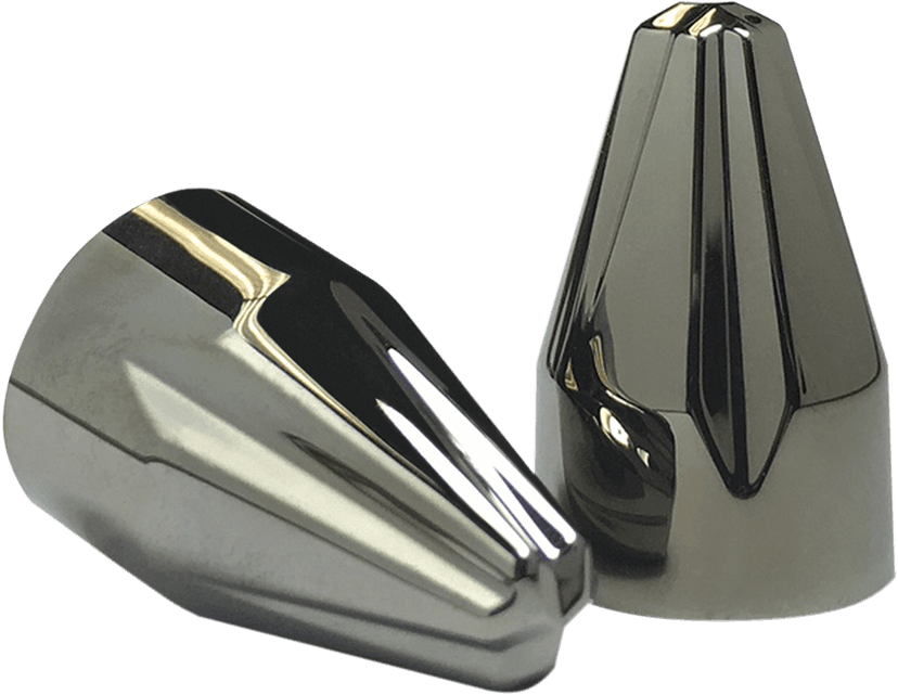 CIRO 2404-0642 Bolt Caps - Engine - Fluted/Spike - 1/4" - Black Chrome — image 2 of 3