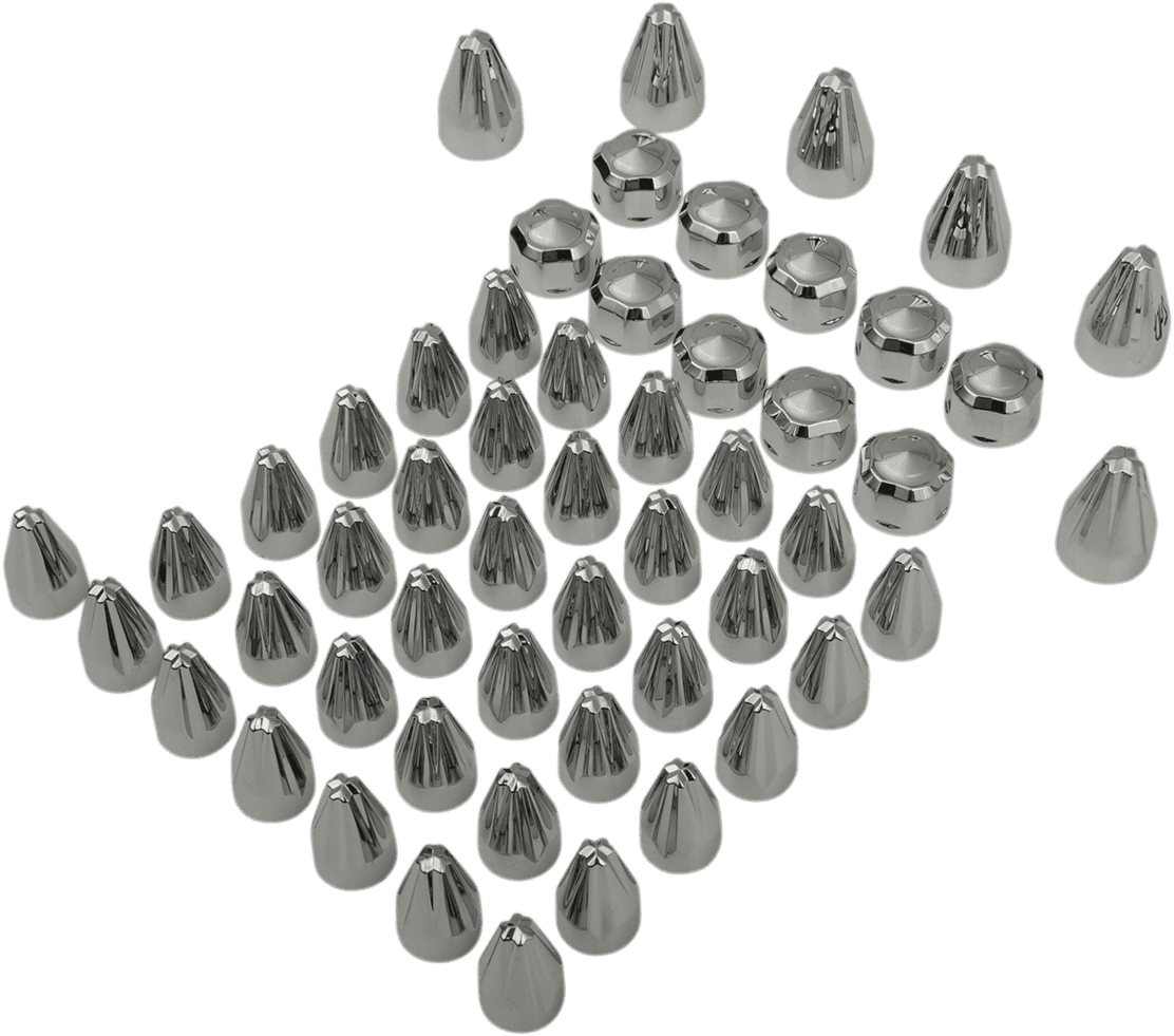 CIRO 2404-0844 Caps - Engine/Bolt/Cover - Fluted/Spike - Chrome - M8