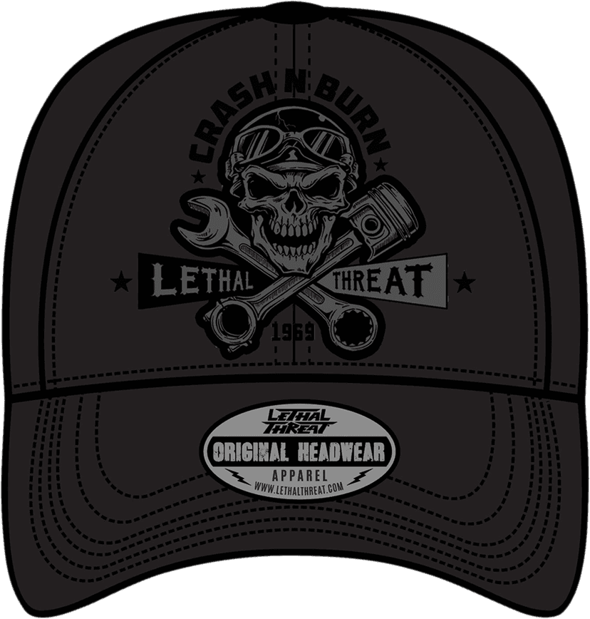 LETHAL THREAT 2501-3825 Crash 'n Burn Baseball Hat - Black - One Size — image 1 of 2