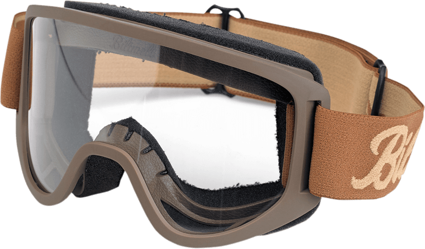 BILTWELL 2601-2249 Moto 2.0 Goggle - Script - Chocolate - Clear Lens