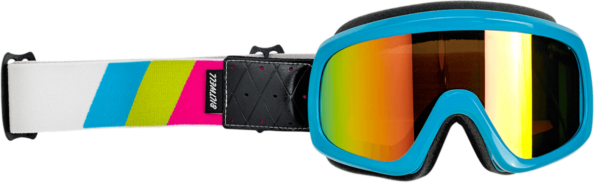 BILTWELL 2601-2580 Overland 2.0 Goggle - Tri-Stripe - Cyan/Jet Boat - Bronze Lens