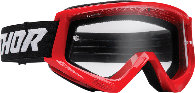 THOR 2601-2704 Combat Goggle - Racer - Red/Black - Clear Lens