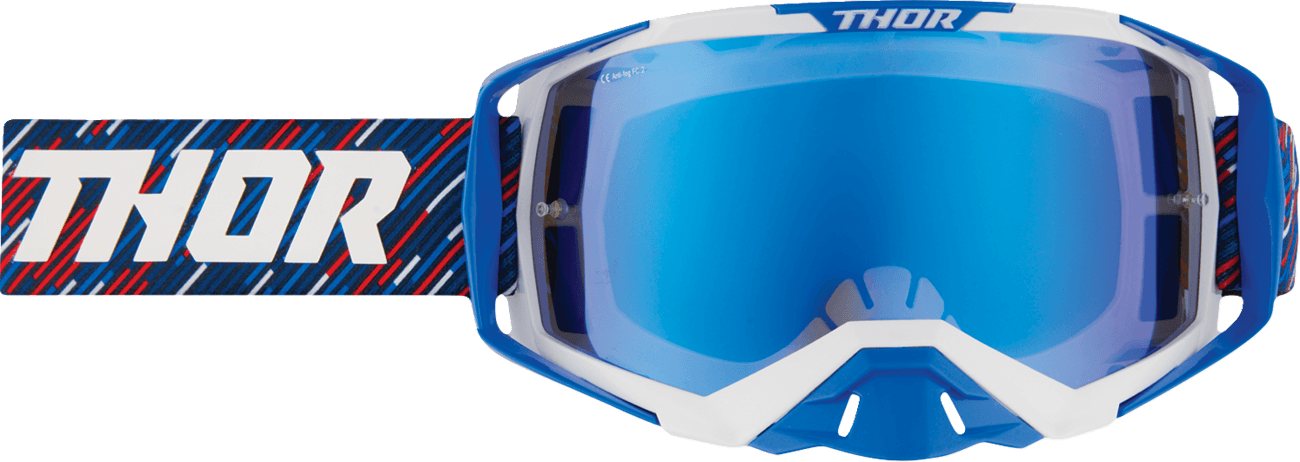 THOR 2601-3708 Activate Goggle - Stripes - Red/White/Blue - Blue Mirror Lens
