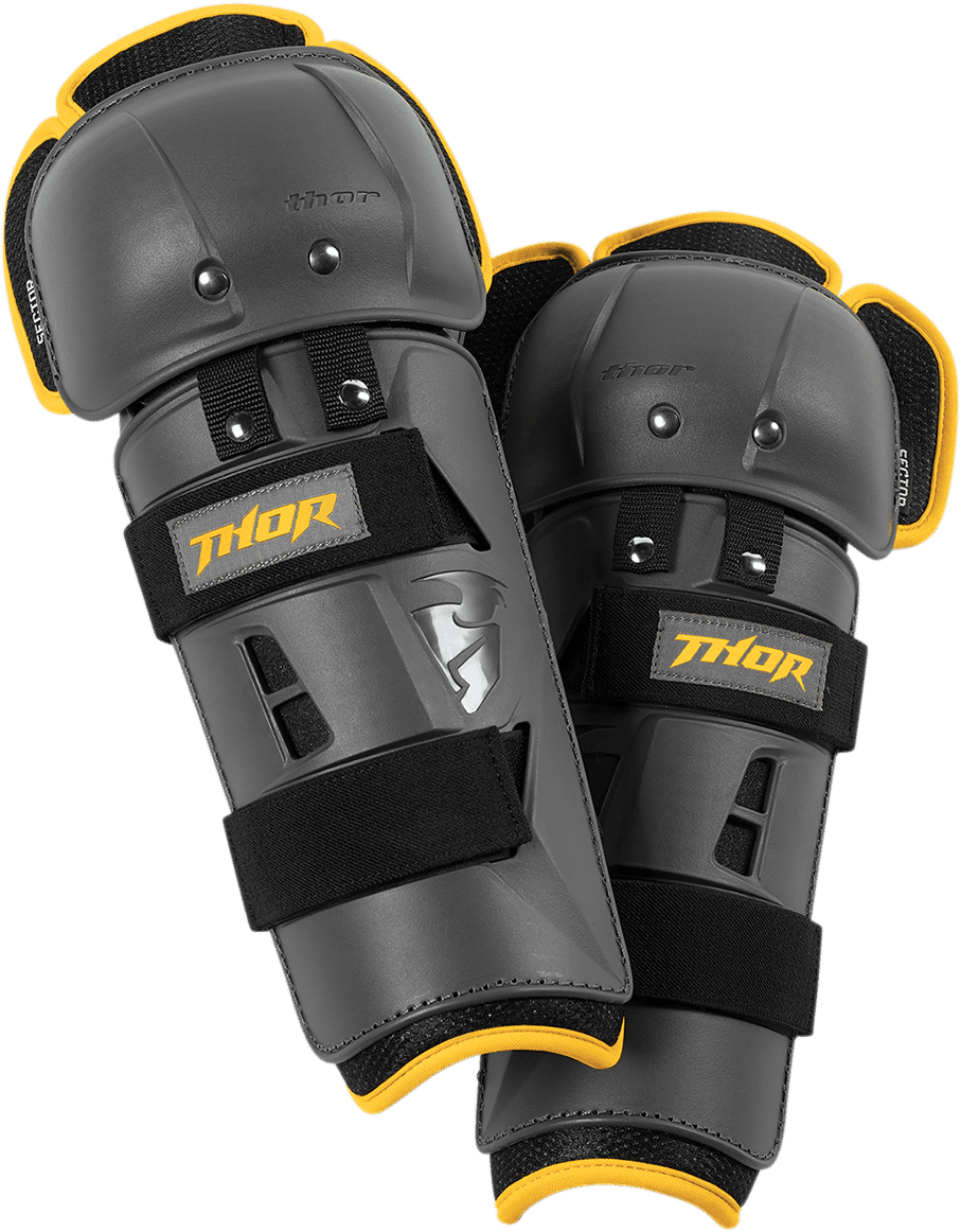 THOR 2704-0430 Youth Sector GP Knee Guards - Charcoal/Yellow