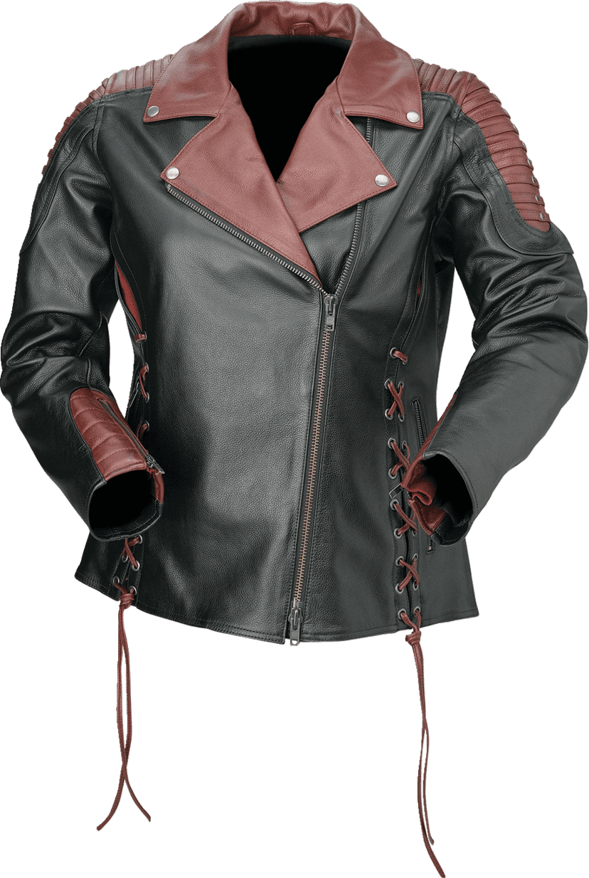 Z1R 2813-1011 Women's Combiner Leather Jacket - Black/Red - Medium — image 1 of 2