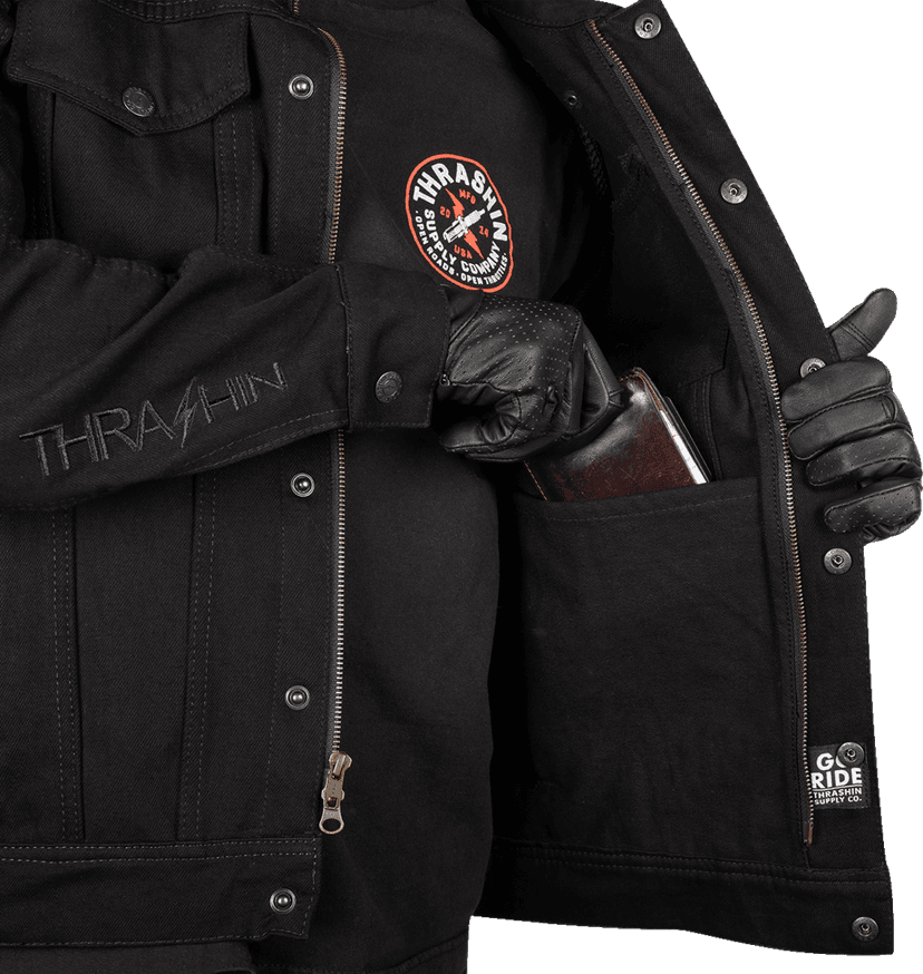 THRASHIN SUPPLY CO. 2820-6481 Highway v2 Denim Riding Jacket - Black - Medium — image 11 of 12