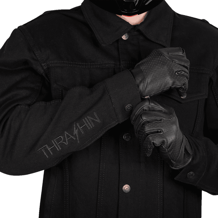 THRASHIN SUPPLY CO. 2820-6482 Highway v2 Denim Riding Jacket - Black - Large — image 9 of 12
