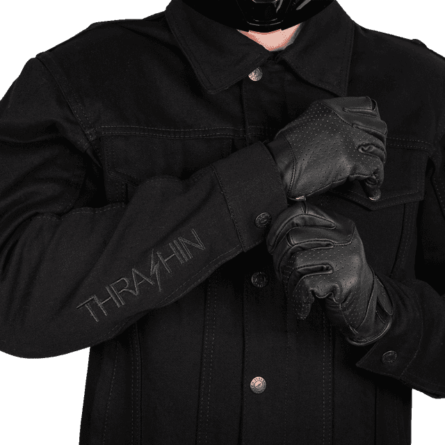 THRASHIN SUPPLY CO. 2820-6484 Highway v2 Denim Riding Jacket - Black - 2XL — image 9 of 12