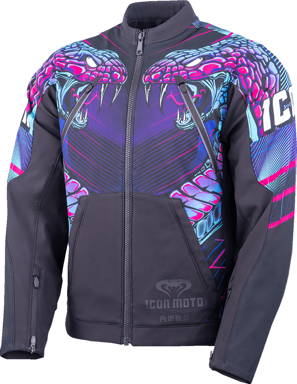 ICON 2820-7784 Synthwave Merc3 Lazer Cobra™ Jacket - Black - 2XL