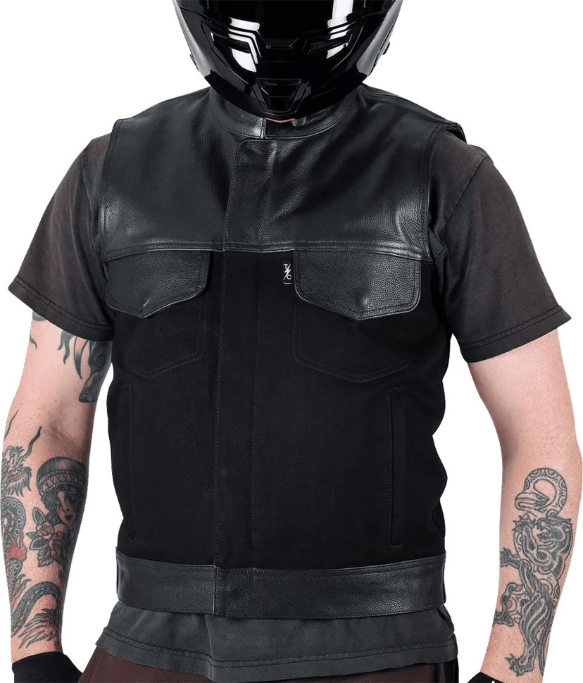THRASHIN SUPPLY CO. 2820-8096 Kanan Leather/Denim Riding Vest - Black - Medium — image 6 of 8