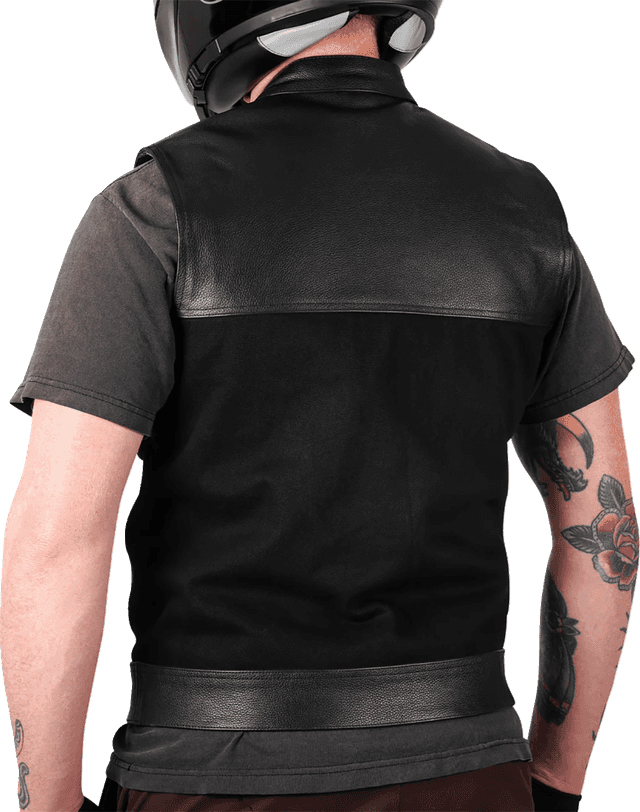 THRASHIN SUPPLY CO. 2820-8097 Kanan Leather/Denim Riding Vest - Black - Large — image 7 of 8