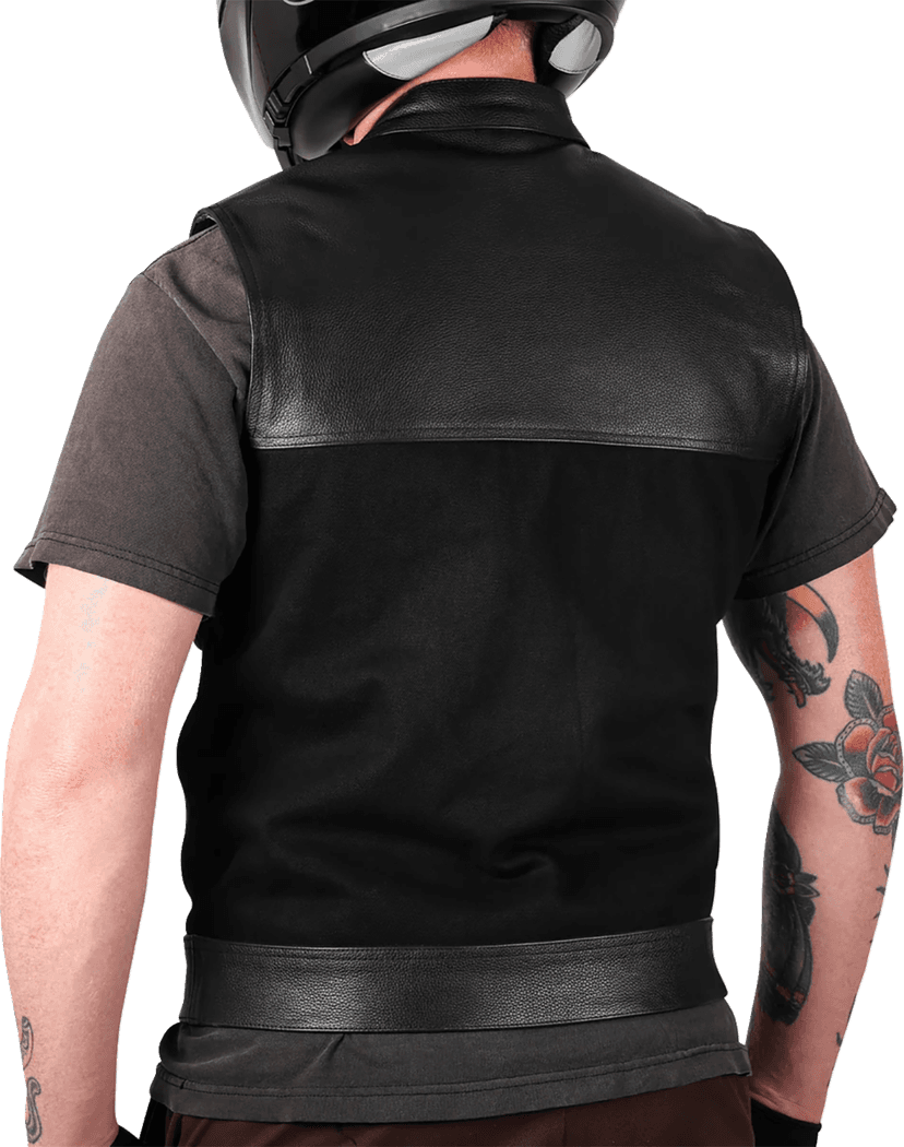 THRASHIN SUPPLY CO. 2820-8098 Kanan Leather/Denim Riding Vest - Black - XL — image 7 of 8