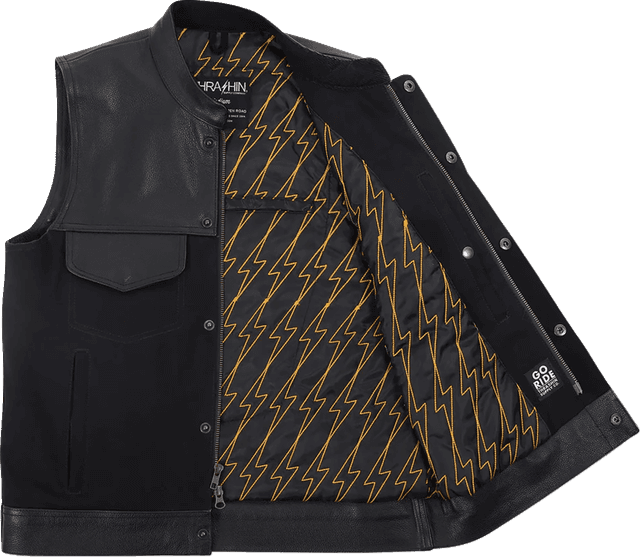 THRASHIN SUPPLY CO. 2820-8098 Kanan Leather/Denim Riding Vest - Black - XL — image 2 of 8