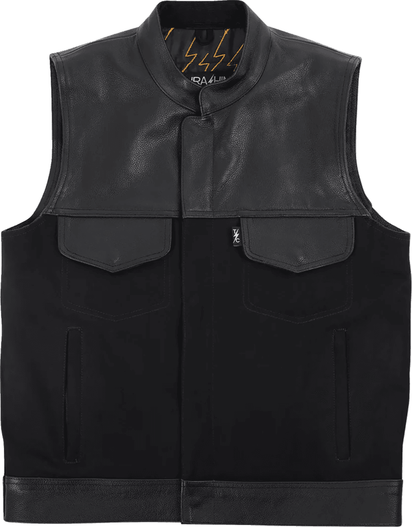 THRASHIN SUPPLY CO. 2820-8098 Kanan Leather/Denim Riding Vest - Black - XL — image 1 of 8