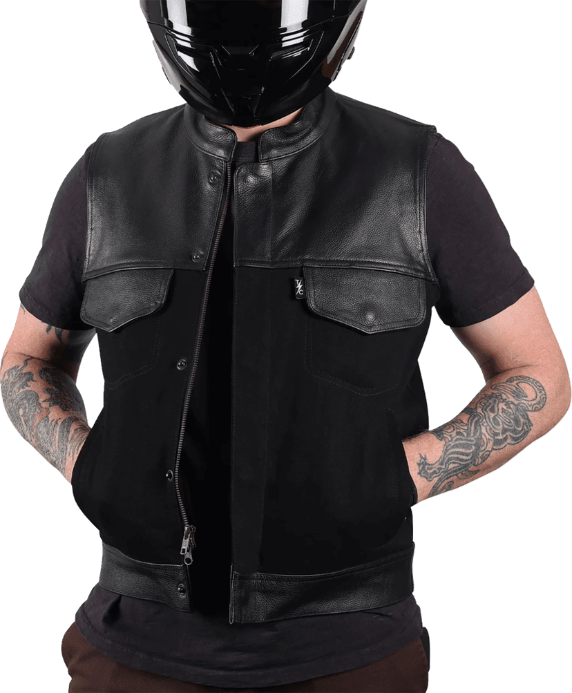 THRASHIN SUPPLY CO. 2820-8098 Kanan Leather/Denim Riding Vest - Black - XL — image 5 of 8