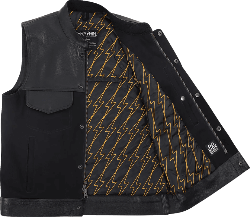 THRASHIN SUPPLY CO. 2820-8099 Kanan Leather/Denim Riding Vest - Black - 2XL — image 2 of 8
