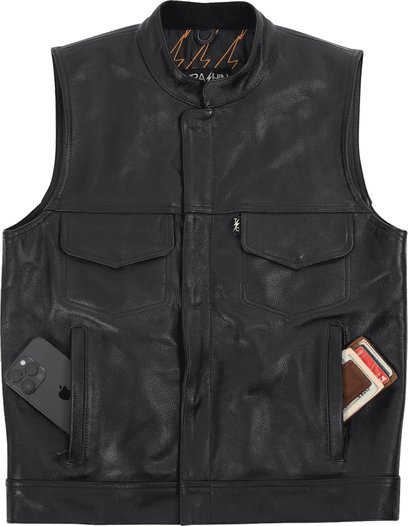 THRASHIN SUPPLY CO. 2820-8102 Mulholland Leather Riding Vest - Black - Medium — image 4 of 8