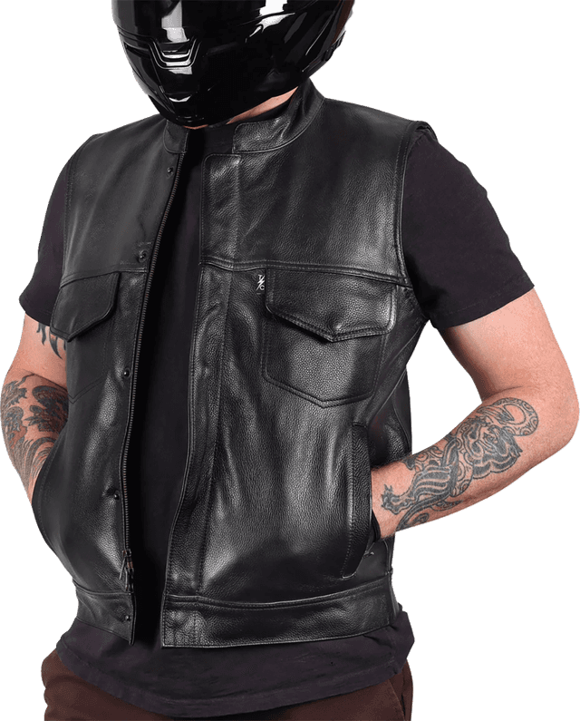 THRASHIN SUPPLY CO. 2820-8102 Mulholland Leather Riding Vest - Black - Medium — image 5 of 8