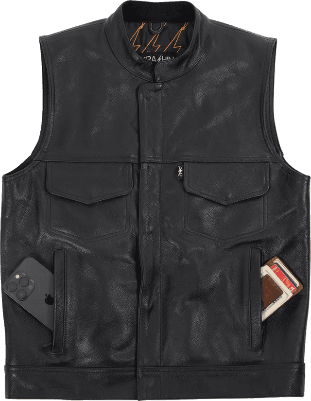 THRASHIN SUPPLY CO. 2820-8105 Mulholland Leather Riding Vest - Black - 2XL — image 4 of 8
