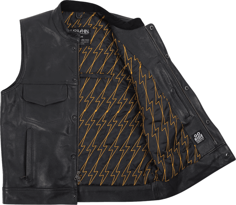 THRASHIN SUPPLY CO. 2820-8105 Mulholland Leather Riding Vest - Black - 2XL — image 2 of 8