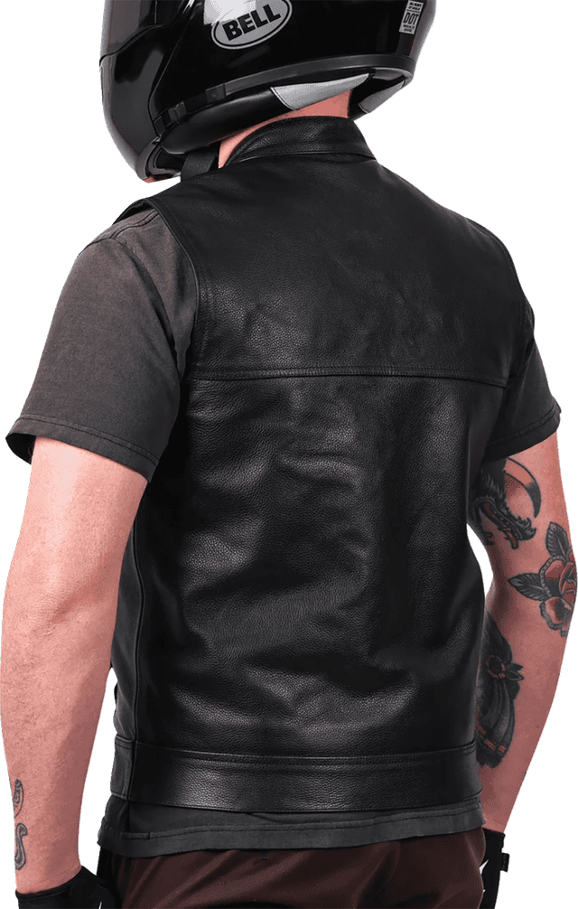 THRASHIN SUPPLY CO. 2820-8105 Mulholland Leather Riding Vest - Black - 2XL — image 8 of 8