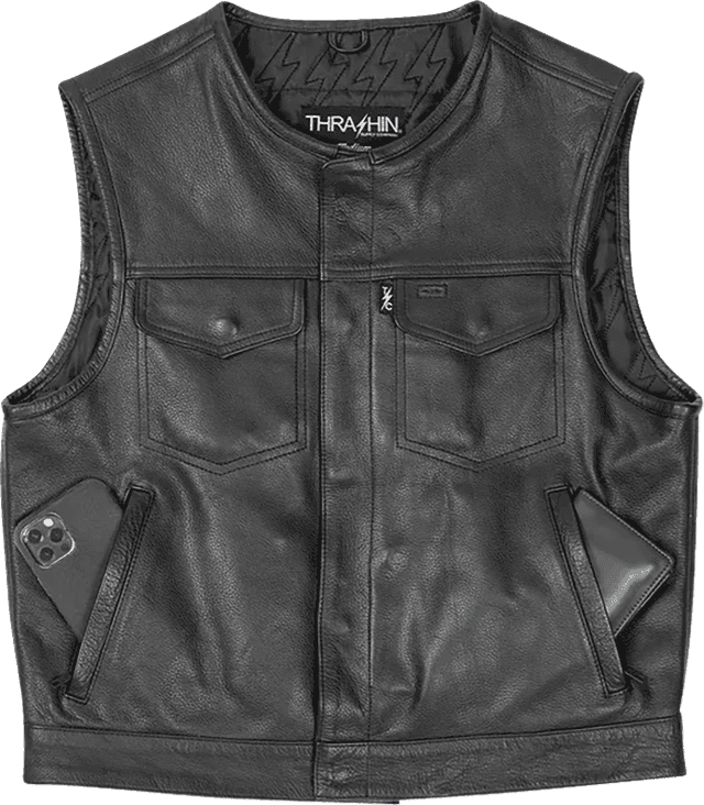 THRASHIN SUPPLY CO. 2820-8108 Encinal Leather Shorty Riding Vest - Black - Medium — image 2 of 6