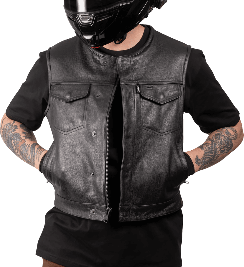 THRASHIN SUPPLY CO. 2820-8108 Encinal Leather Shorty Riding Vest - Black - Medium — image 6 of 6