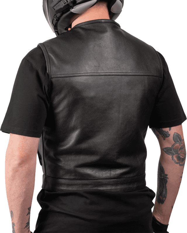 THRASHIN SUPPLY CO. 2820-8109 Encinal Leather Shorty Riding Vest - Black - Large — image 5 of 6