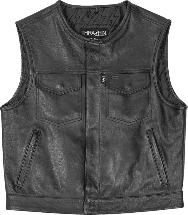 THRASHIN SUPPLY CO. 2820-8111 Encinal Leather Shorty Riding Vest - Black - 2XL — image 1 of 6