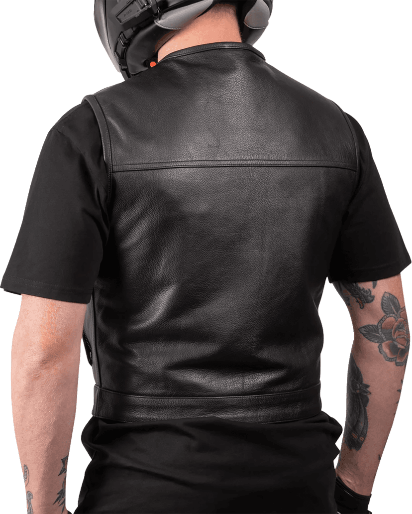 THRASHIN SUPPLY CO. 2820-8112 Encinal Leather Shorty Riding Vest - Black - 3XL — image 5 of 6