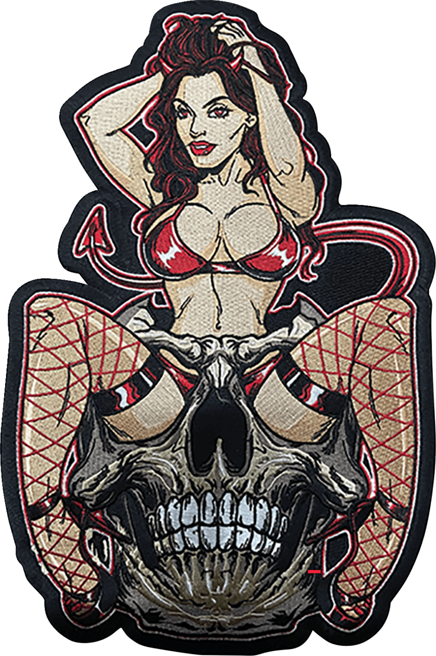 LETHAL THREAT 2840-0178 Devil Girl Embroidered Patch - Large