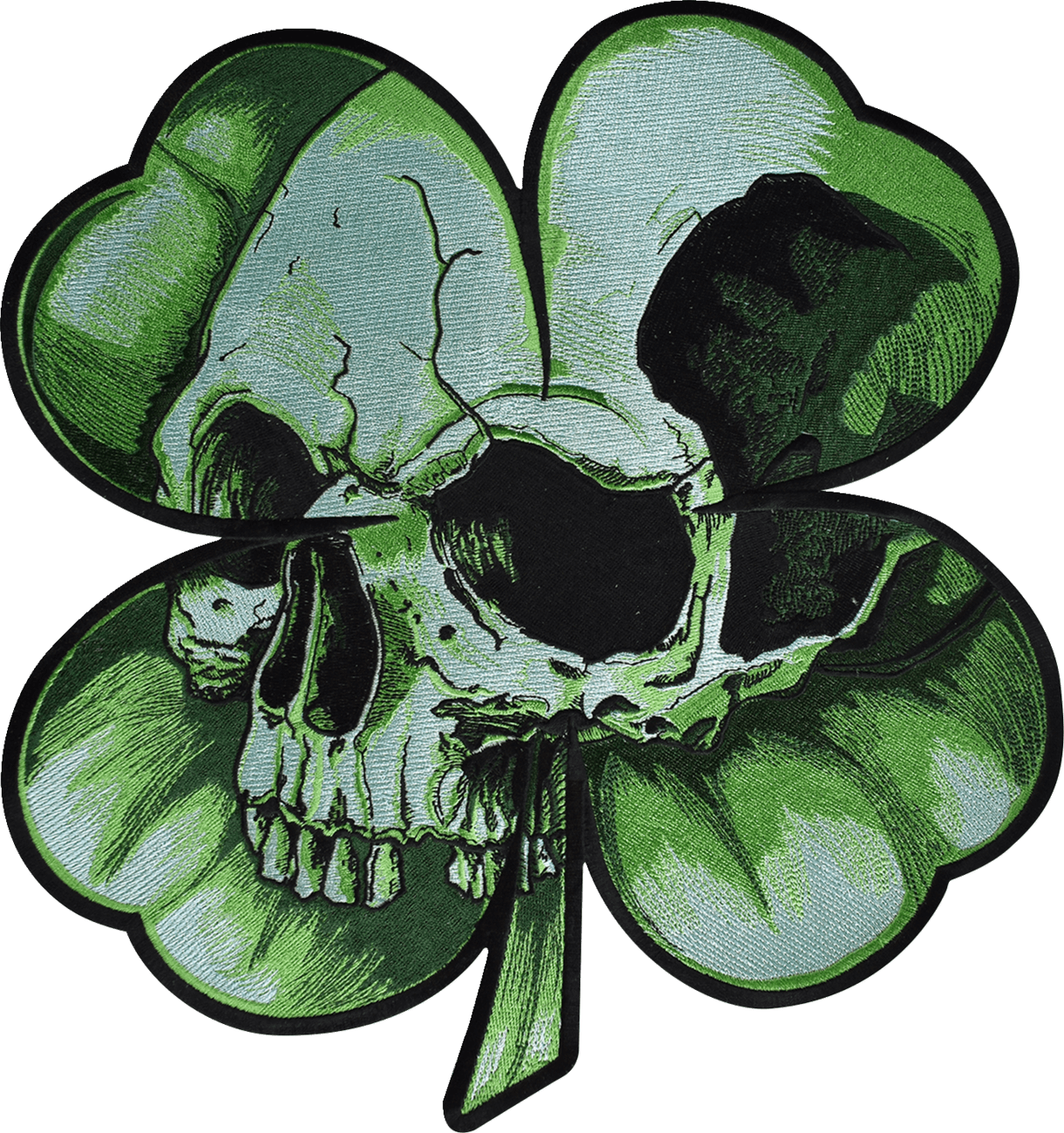LETHAL THREAT 2840-0182 Shamrock Clover Skull Embroidered Patch - Large