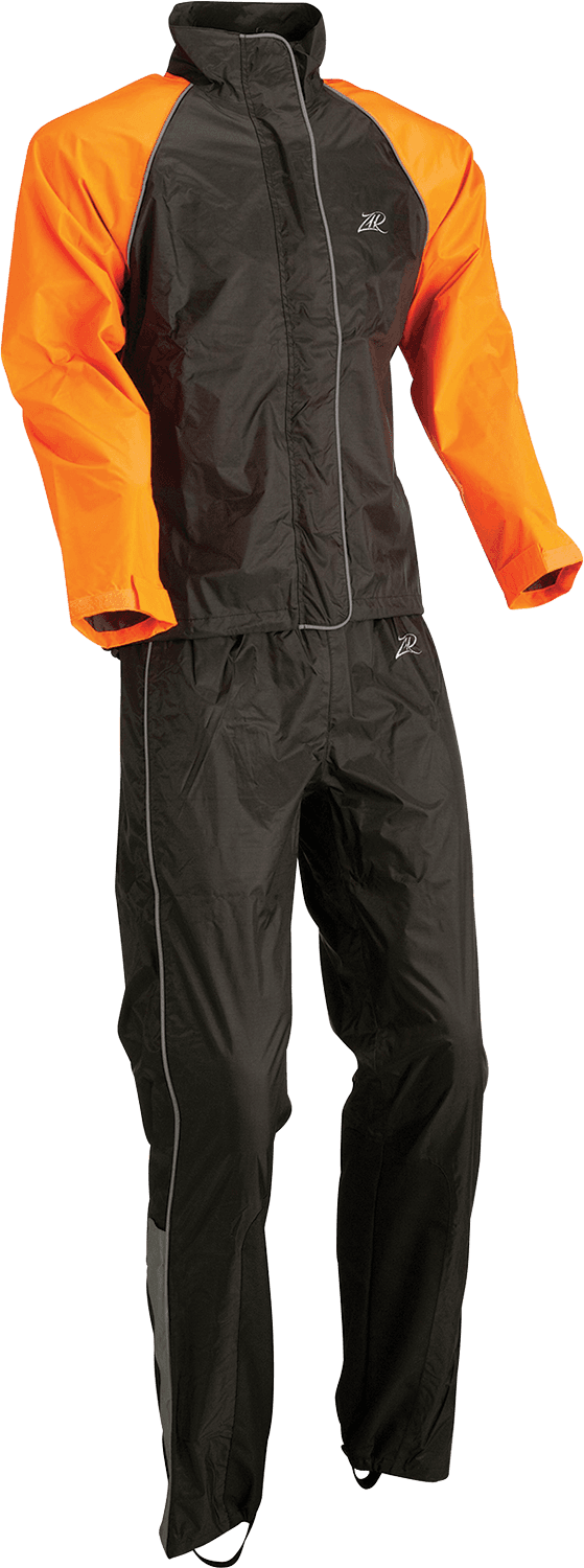Z1R 2853-0037 Women's 2-Piece Rainsuit - Black/Orange - XL