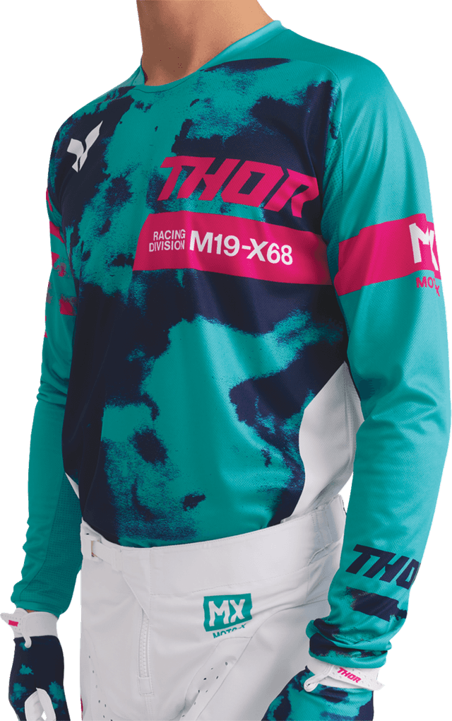 THOR 2910-8407 Launchmode Bleach Jersey - White/Aqua - Medium — image 5 of 7
