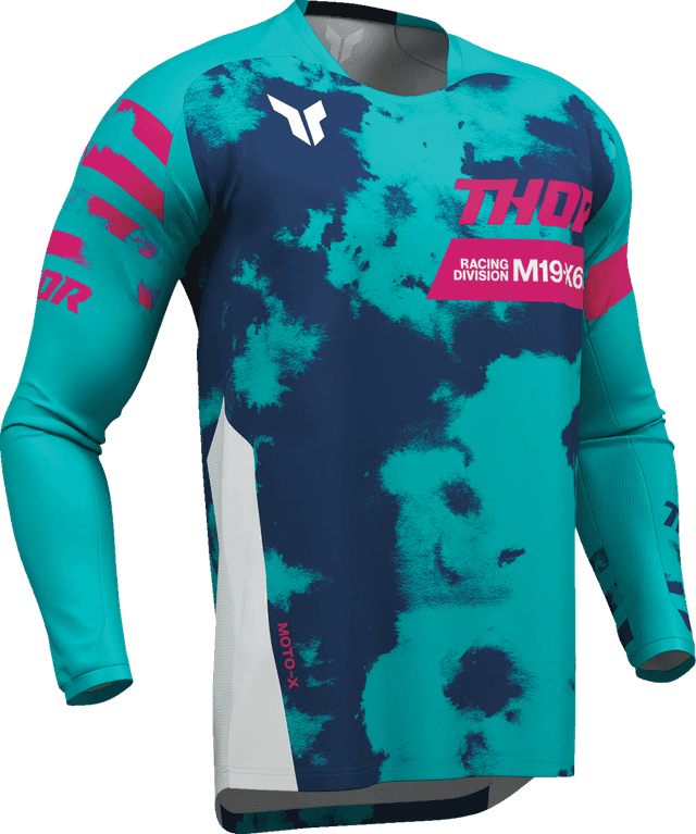 THOR 2910-8407 Launchmode Bleach Jersey - White/Aqua - Medium — image 1 of 7