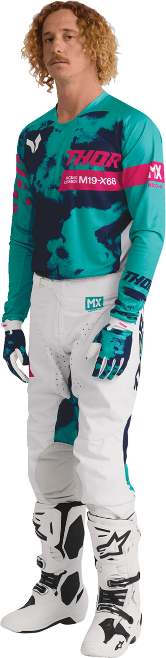THOR 2910-8407 Launchmode Bleach Jersey - White/Aqua - Medium — image 6 of 7