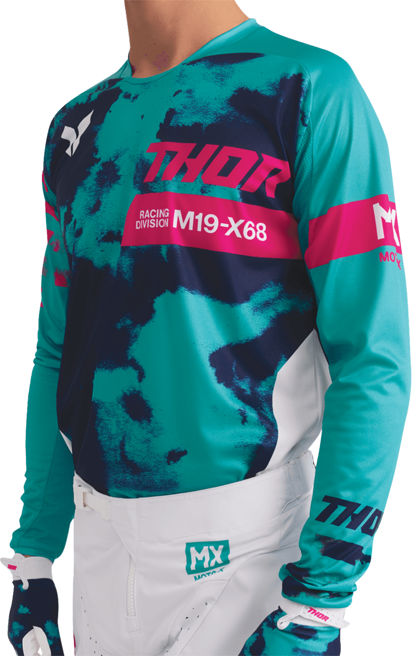 THOR 2910-8411 Launchmode Bleach Jersey - White/Aqua - 3XL — image 5 of 7