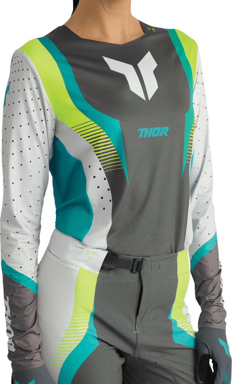 THOR 2911-0336 Women's Sportmode Velocity Jersey - Gray/Aqua - Small — image 6 of 10