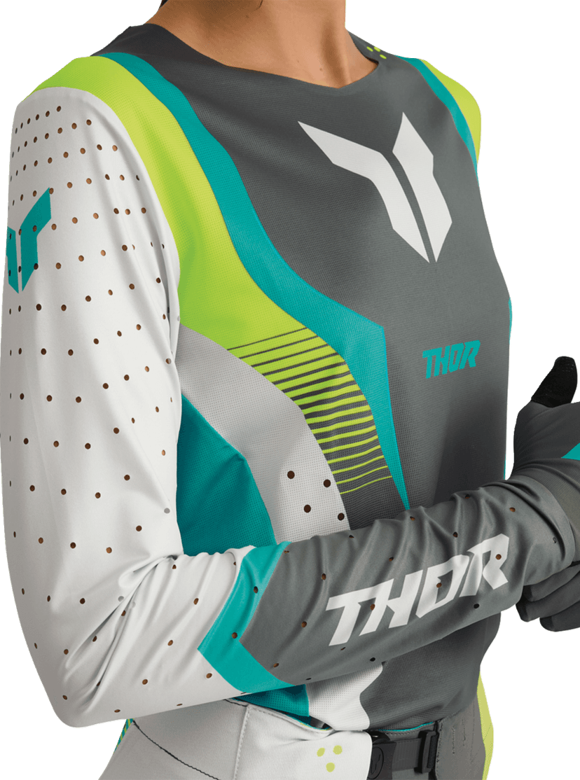 THOR 2911-0339 Women's Sportmode Velocity Jersey - Gray/Aqua - XL — image 7 of 10