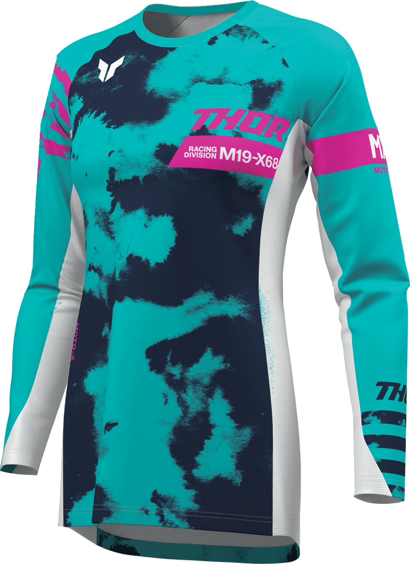 THOR 2911-0348 Women's Launchmode Bleach Jersey - White/Aqua - Large — image 3 of 7