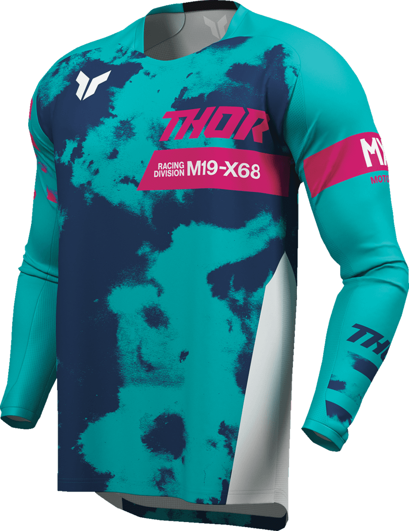 THOR 2912-2585 Youth Launchmode Bleach Jersey - White/Aqua - XS — image 3 of 4