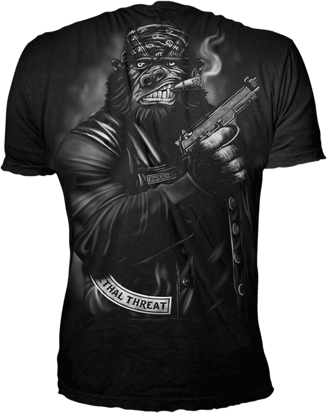 LETHAL THREAT 3030-20227 Pistol Packing Gorilla T-Shirt - Black - Large — image 2 of 4