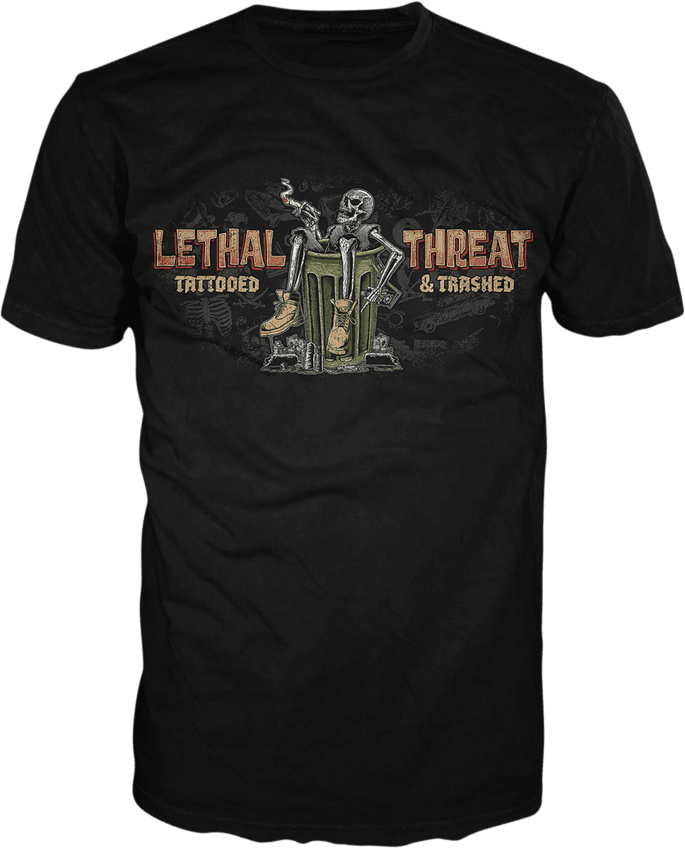 LETHAL THREAT 3030-21524 Tattooed & Trashed T-Shirt - Black - XL